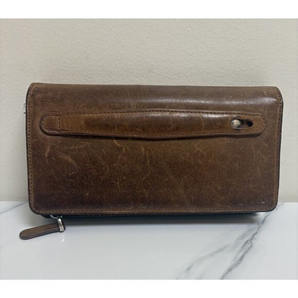 Brown Genuine Leather Long Wallet Clutch Engraved "Kayla" 8x4x1.5 - Picture 2 of 5